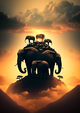 Elephant sunset