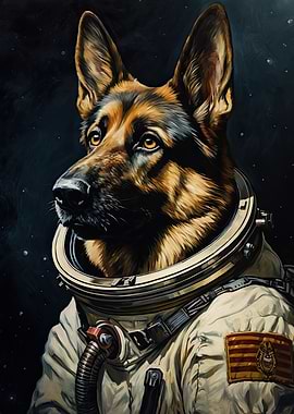 German Shepherd Astronaut
