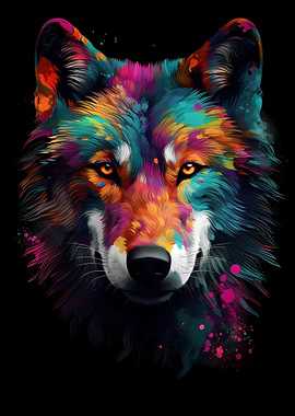 Colorful Wolf Portrait 2
