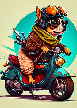 Cute Dog Riding a bike