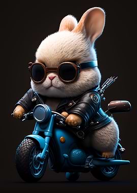 Cute Bunny Riding a bike