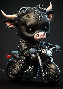 Cute Cow Riding a bike