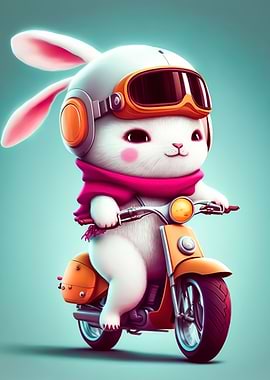 Cute Bunny Riding a bike
