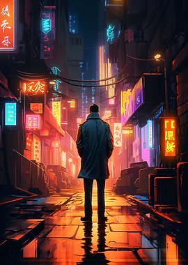 Lone Man in Tokyo Streets