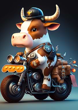 Cute Cow Riding a bike