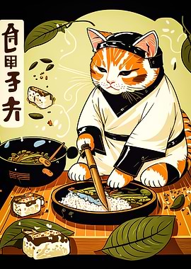 sushi cat chef japan