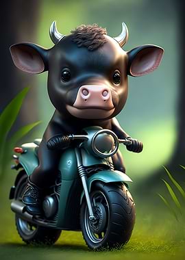 Cute Cow Riding a bike