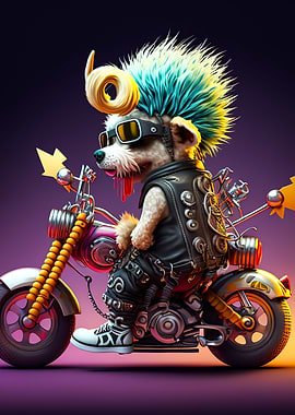 Cute Dog Riding a bike