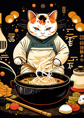 sushi cat chef japan