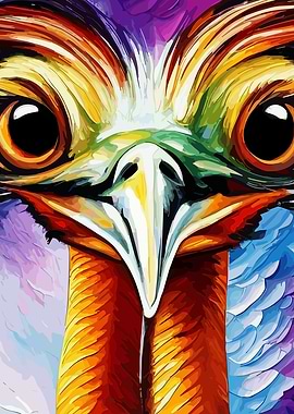 Funny Ostrich Face Art