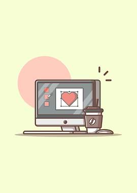 Computer With Coffee