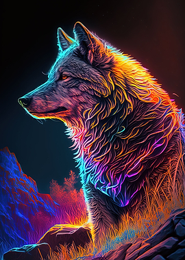 Neon Mountain Wolf