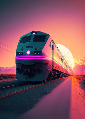 Locomotive Train Sunset