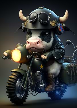 Cute Cow Riding a bike