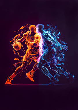 Abstract basketball match