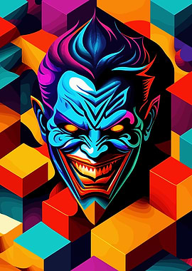 Blue Monster Geometric Art