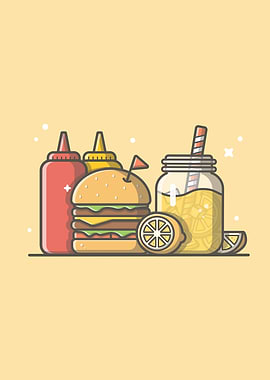 Burger with Lemonade