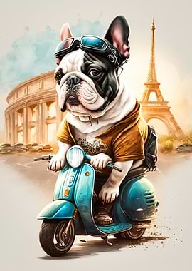 Cute Dog Riding a bike