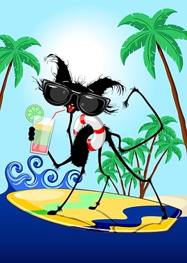 Cat Summer Surfer