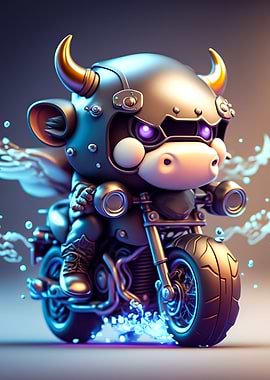 Cute Cow Riding a bike