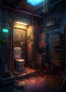 Toilet Cyberpunk Cartoon