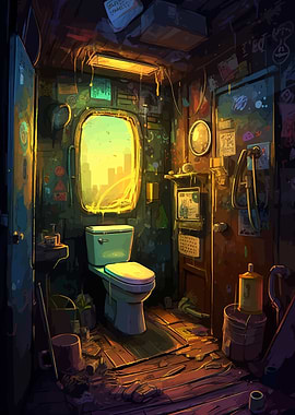 Toilet Cyberpunk Cartoon