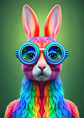 Retro Rainbow Rabbit