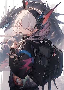 Anime Girl with Dragon