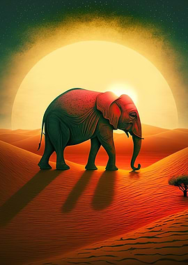 Elephant sunset