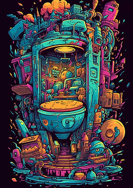 Toilet Vintage Cartoon