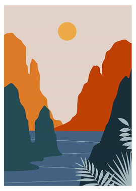 Modern Landscape With Sun