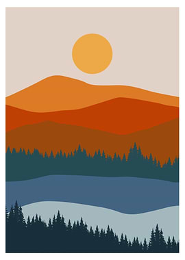 Modern Landscape With Sun