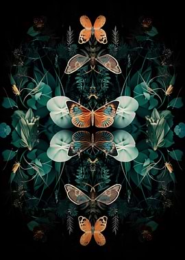 Symmetric Orange Butterfli