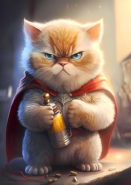 Cute Superhero Kitten Cat