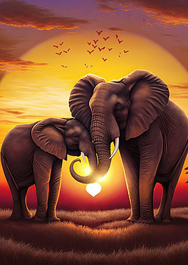 Elephant sunset