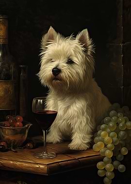 Westie Enjoying Wine