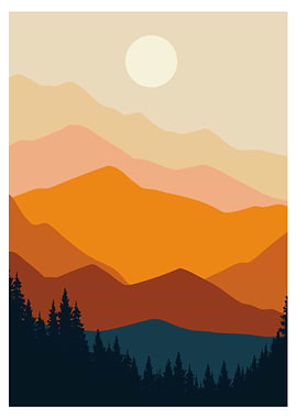 Modern Landscape With Sun