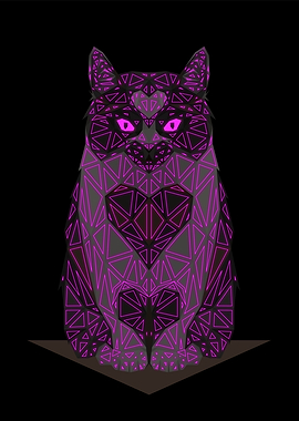 Cat Lowpoly Neon