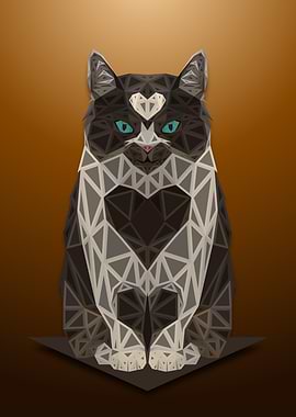 Cat Lowpoly Engraved