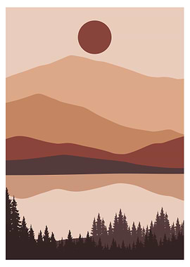 Modern Landscape With Sun