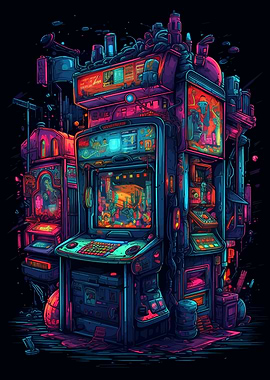 Cyberpunk Arcade Gaming