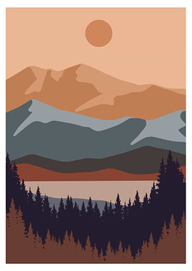 Modern Landscape With Sun