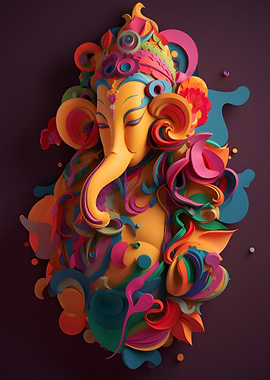 Ganesha god of art paper