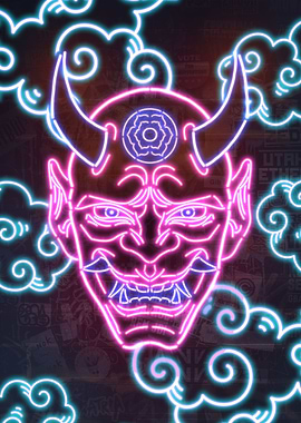 Neon Hannya Mask Japanese