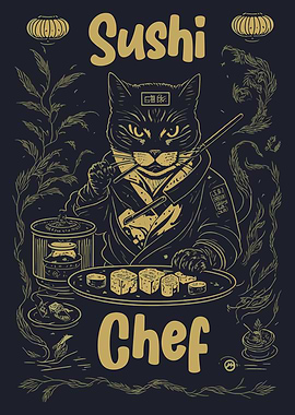 Cat Japanese Sushi Chef