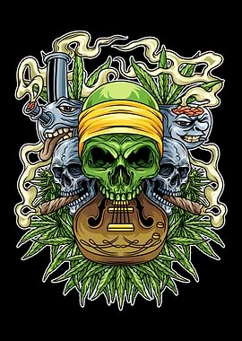 3 Skull Weeds Illustration