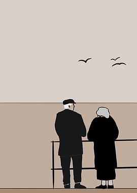 sea and old couple