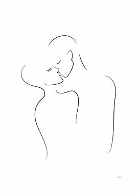 Romantic kiss drawing