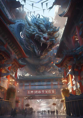 Fantastic Dragon in City