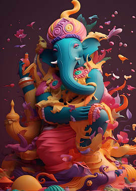 Ganesha god of art paper